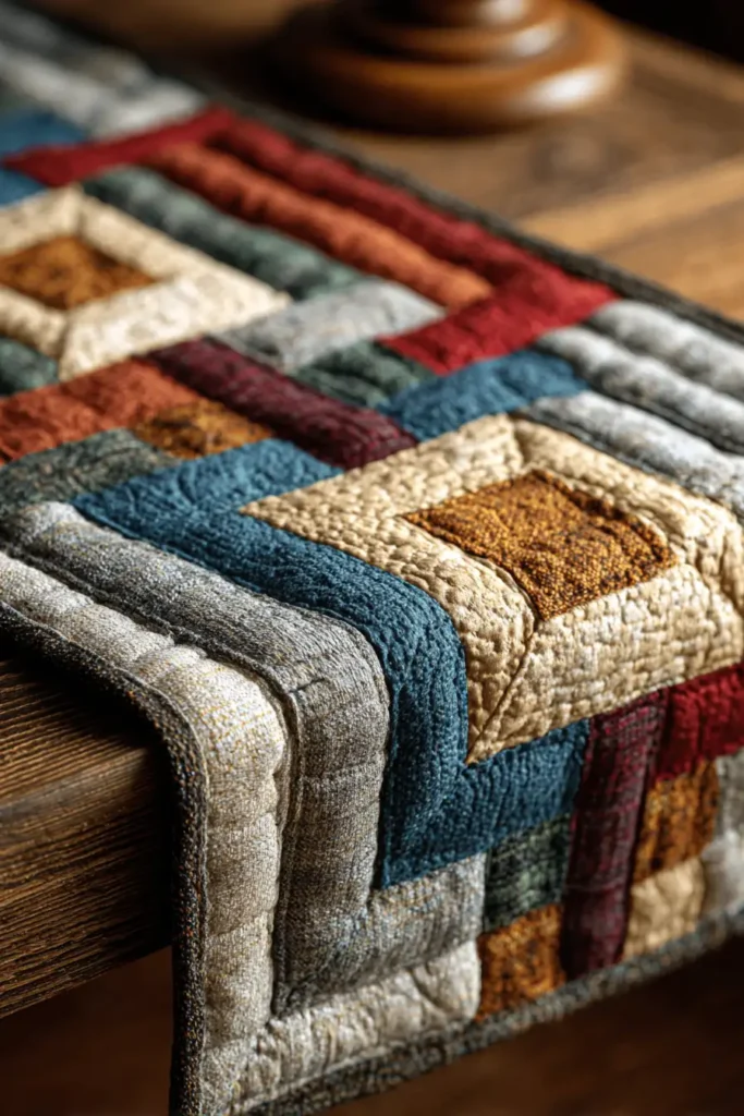 Rustic Log Cabin Table Runners for Farmhouse Dining Style