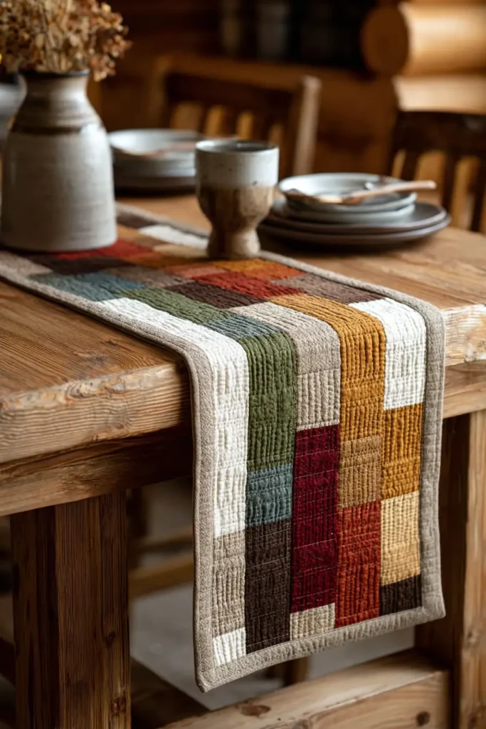 Rustic Log Cabin Table Runners for Farmhouse Dining Style