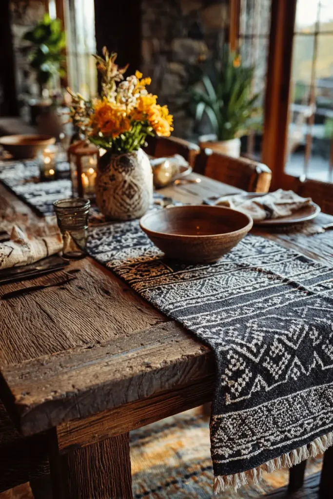 Rustic Tribal Table Runners for Eclectic Dining Rooms