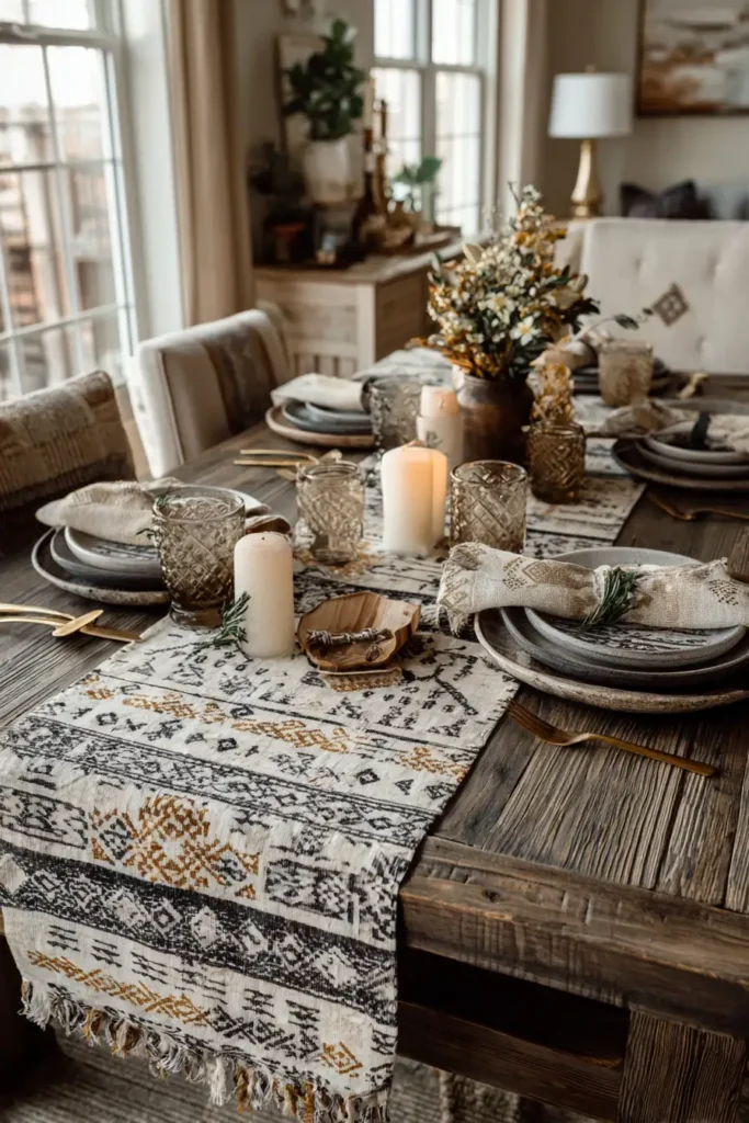 Rustic Tribal Table Runners for Eclectic Dining Rooms