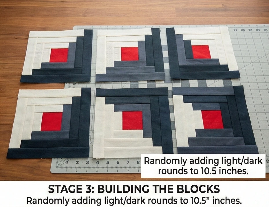 Scrappy Log Cabin Sofa Throws for Everyday Family Comfort