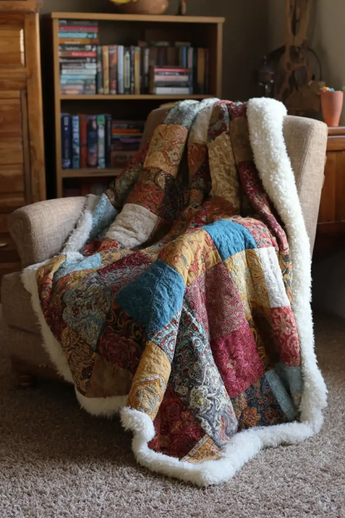 Sherpa-Backed Boho Lap Quilts for Ultimate Living Room Comfort