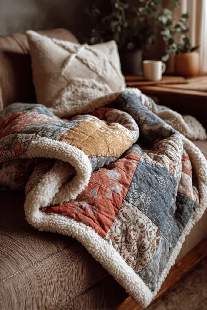 Sherpa-Backed Boho Lap Quilts for Ultimate Living Room Comfort