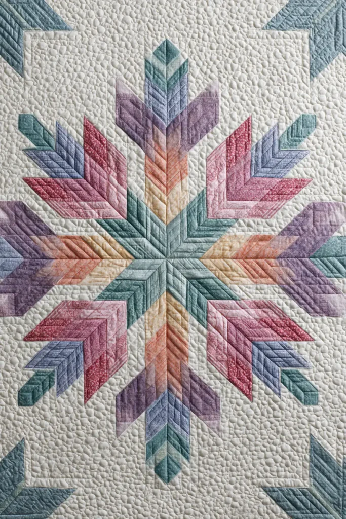 Soft Pastel Lakota Star Quilt Designs for Inviting Guest Rooms