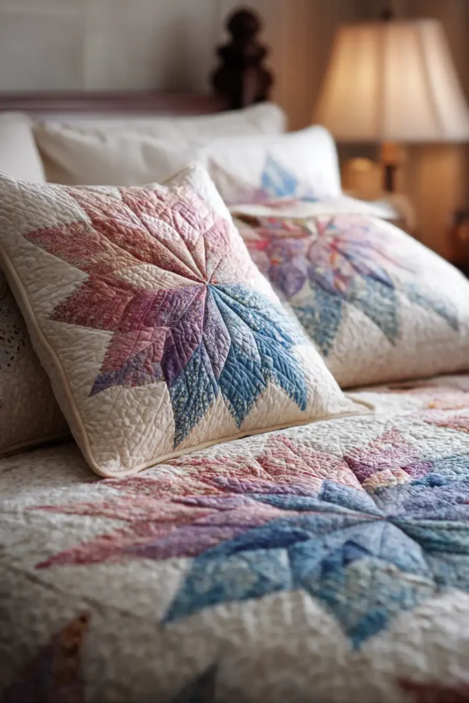 Soft Pastel Lakota Star Quilt Designs for Inviting Guest Rooms