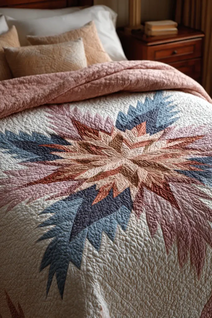Soft Pastel Lakota Star Quilt Designs for Inviting Guest Rooms