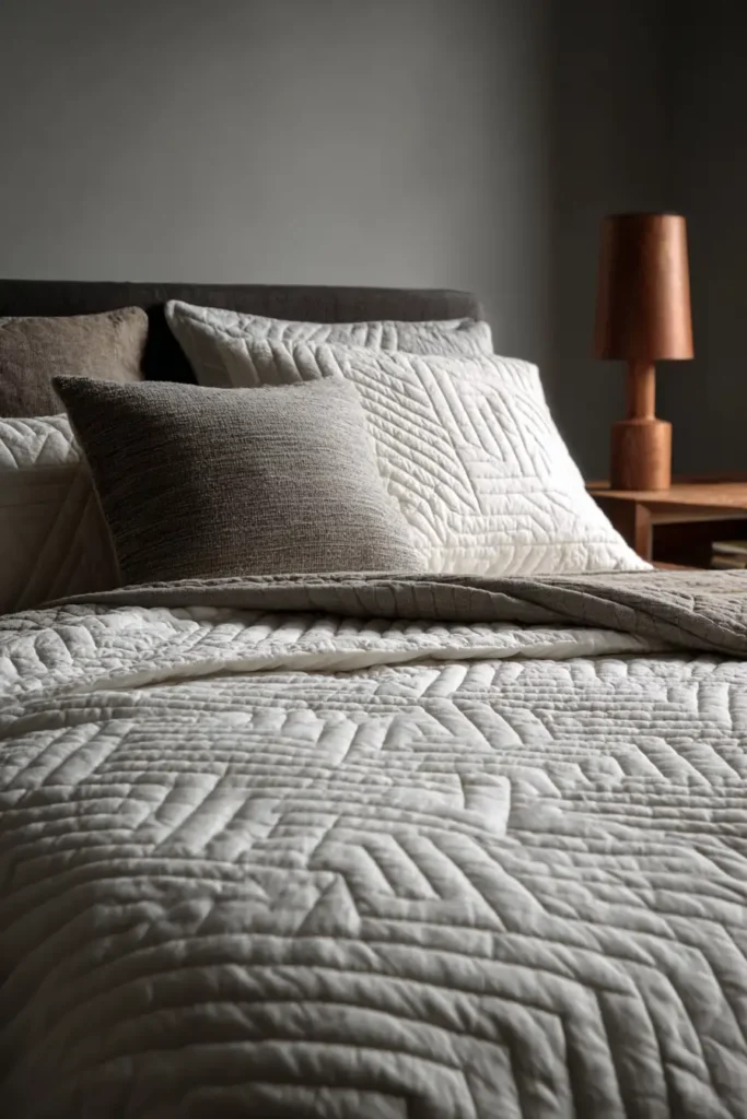 Soft Textured Modern Bed Covers with Channel Stitching