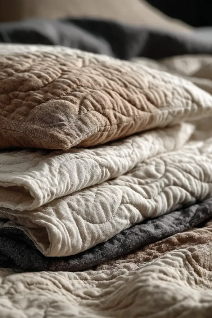 Soft Textured Modern Bed Covers with Channel Stitching