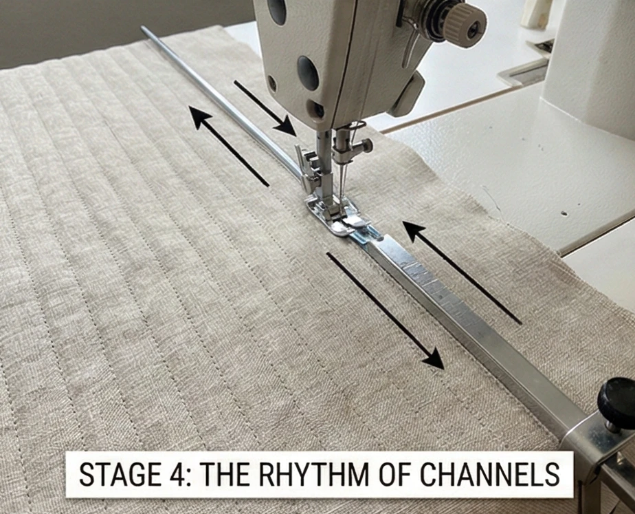 Soft Textured Modern Bed Covers with Channel Stitching