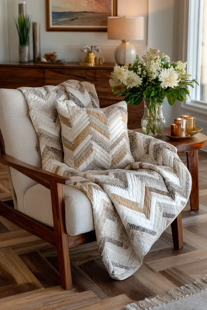 Sophisticated Herringbone Quilt Patterns for Modern Sofas