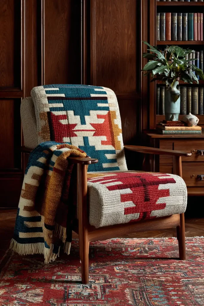 Sophisticated Navajo Tapestry Quilt Throws for Cozy Armchairs