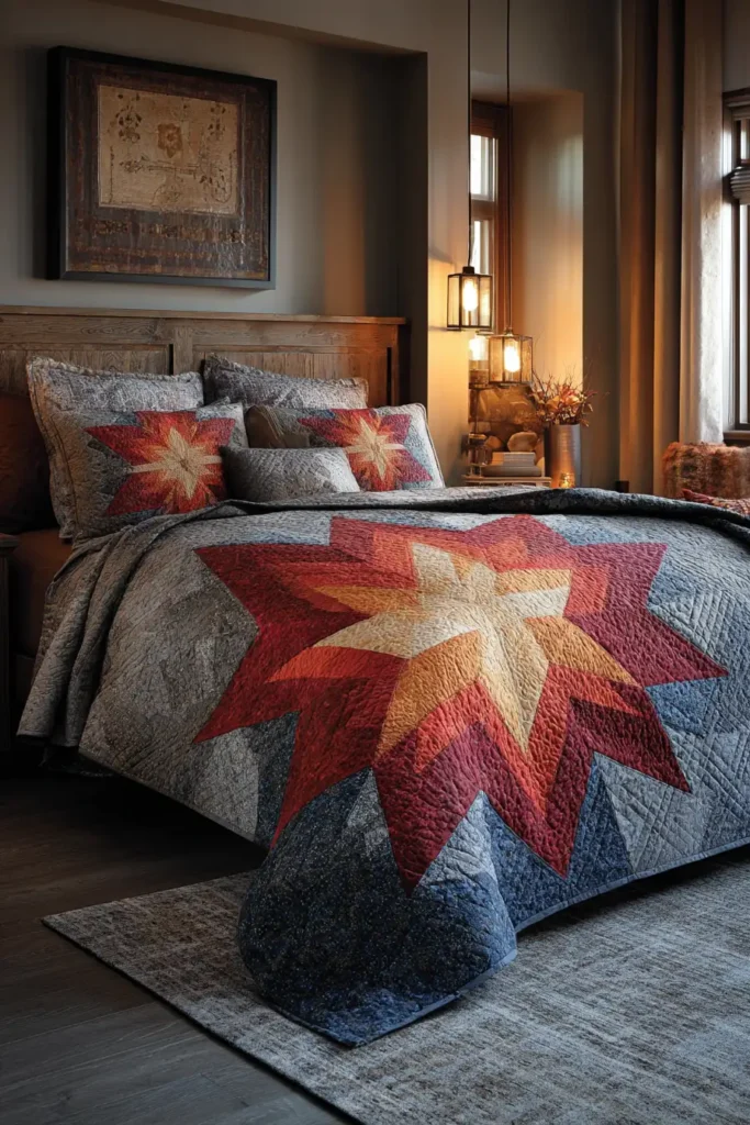 Sophisticated Two-Tone Lakota Star Bed Covers for Timeless Style