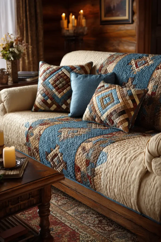 Stylish Log Cabin Quilted Sofa Covers for Protection and Panache