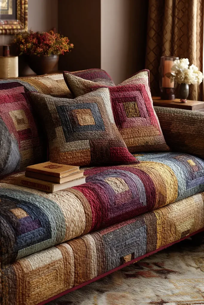 Stylish Log Cabin Quilted Sofa Covers for Protection and Panache