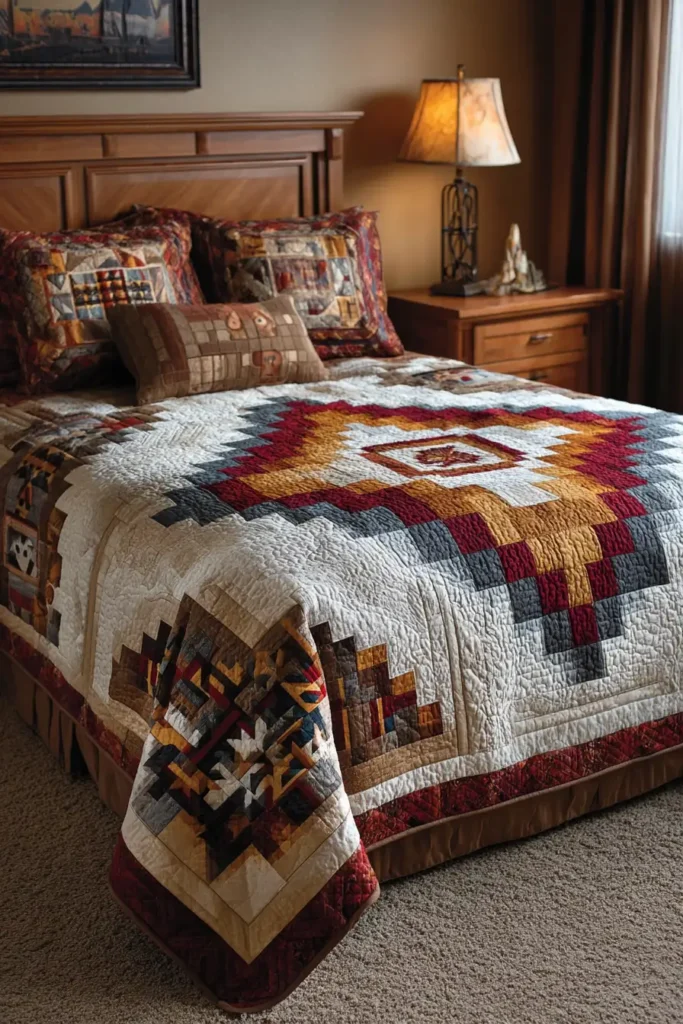 Traditional Navajo Quilt Patterns for Elegant Southwestern Bedrooms