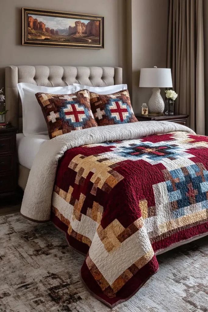 Traditional Navajo Quilt Patterns for Elegant Southwestern Bedrooms