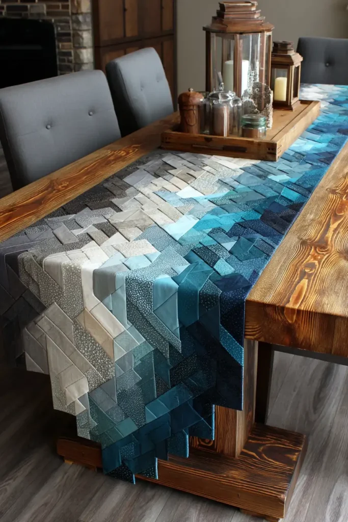 Twisted Log Cabin Runners for Modern Coffee Tables