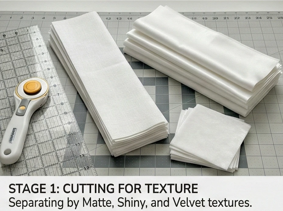 White-on-White Log Cabin Bedding for Minimalist Luxury