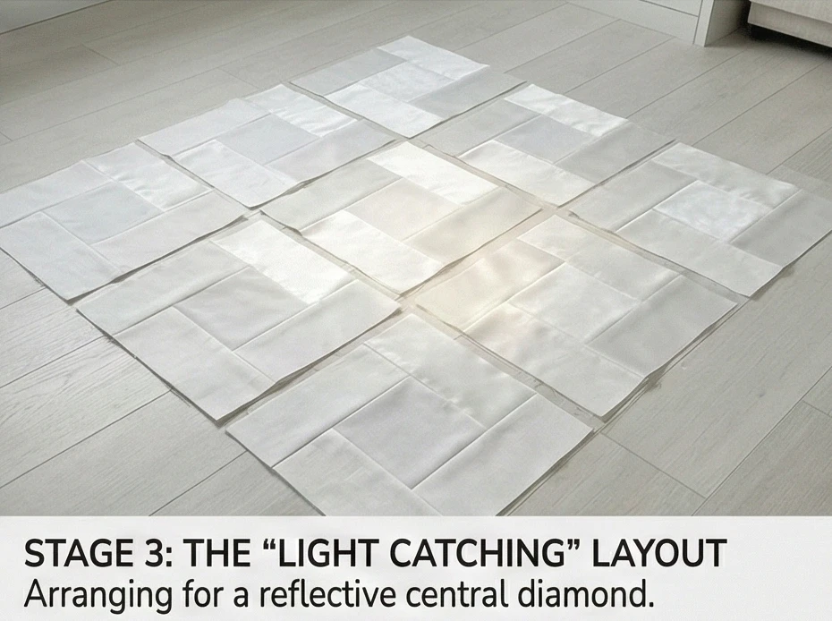 White-on-White Log Cabin Bedding for Minimalist Luxury