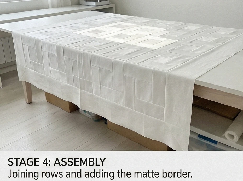 White-on-White Log Cabin Bedding for Minimalist Luxury