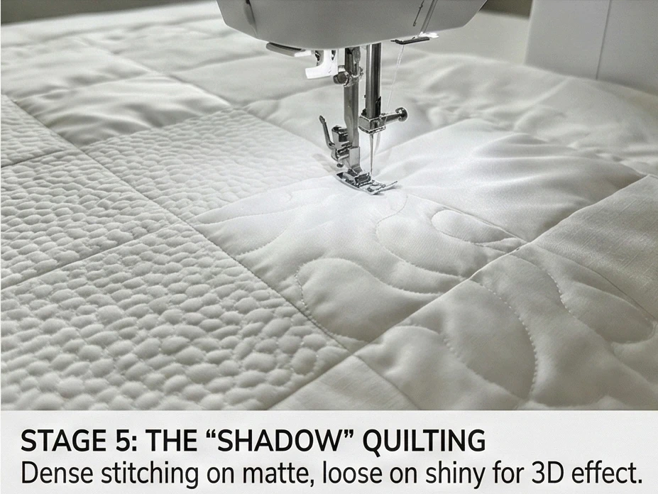 White-on-White Log Cabin Bedding for Minimalist Luxury