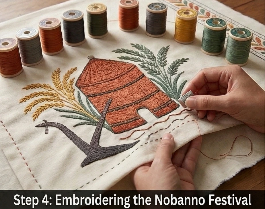 Artful Sujni Kantha Couch Covers Celebrating the Harvest and Farming Traditions