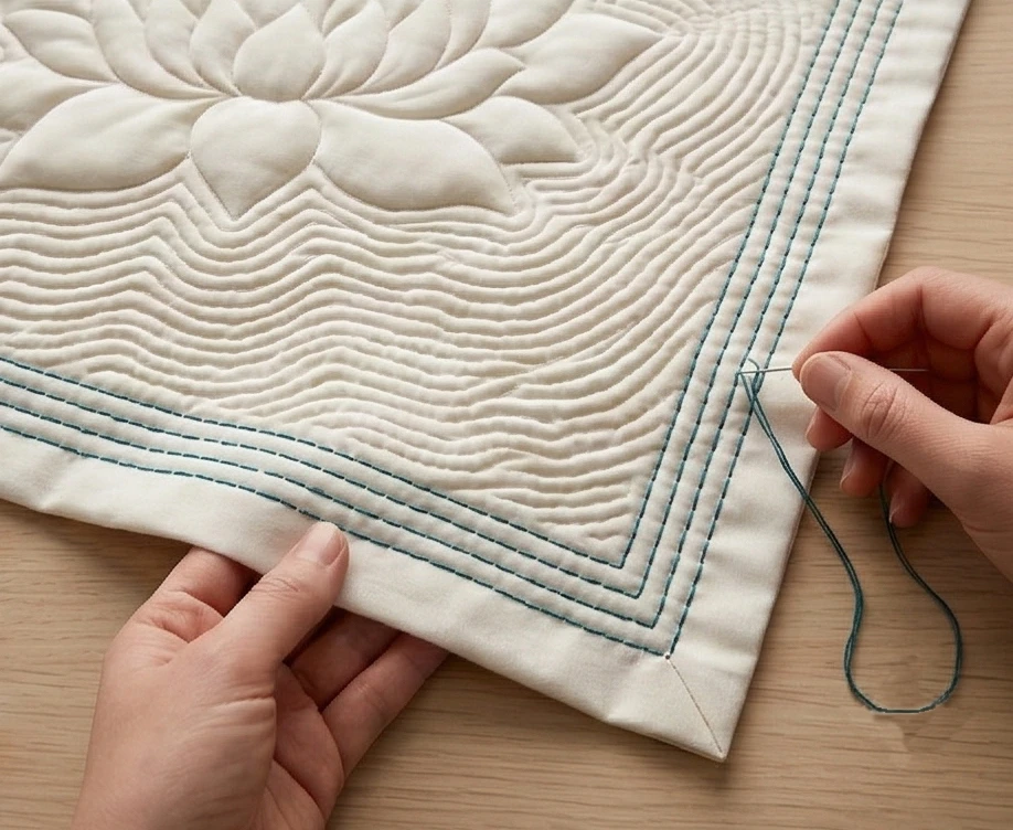 Beautiful Lotus Motif Nakshi Kantha Throw Blankets with Lohori Wave Stitches