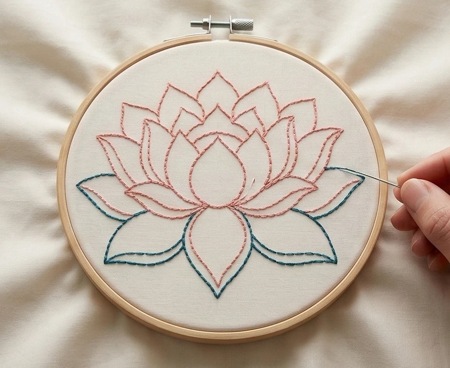 Beautiful Lotus Motif Nakshi Kantha Throw Blankets with Lohori Wave Stitches