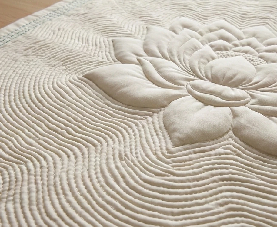 Beautiful Lotus Motif Nakshi Kantha Throw Blankets with Lohori Wave Stitches