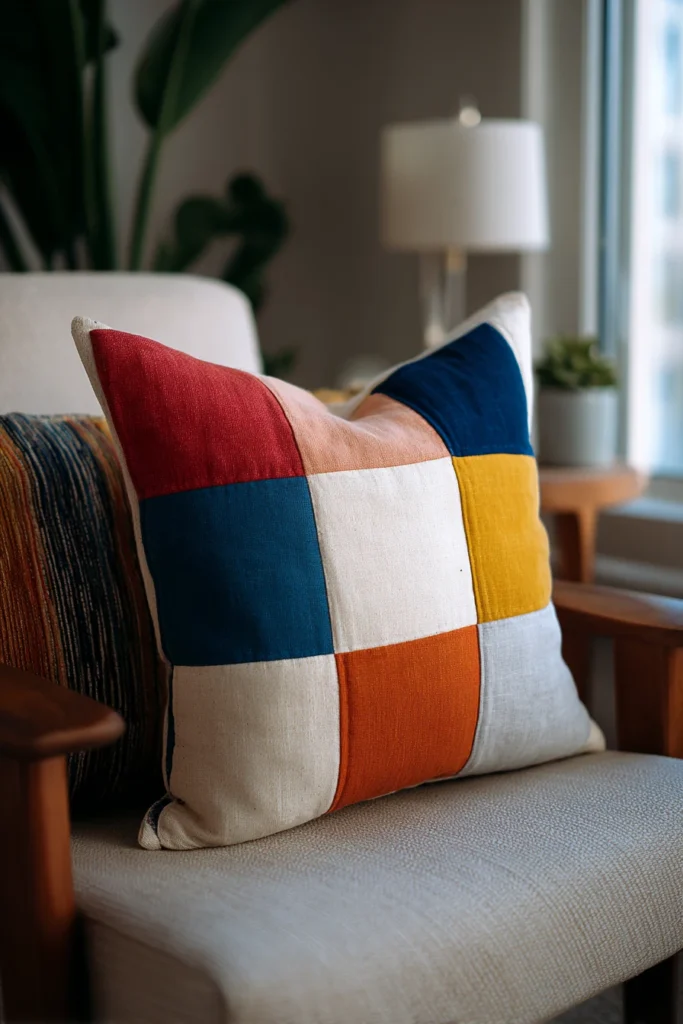 Bold Color Block Nine Patch Cushion Covers for Living Room Accents