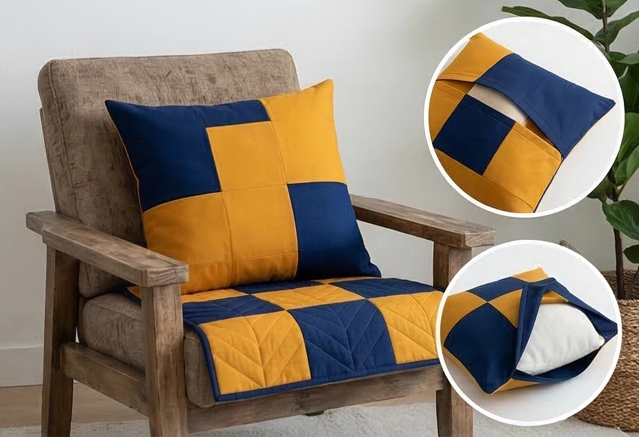 Bold Color Block Nine Patch Cushion Covers for Living Room Accents