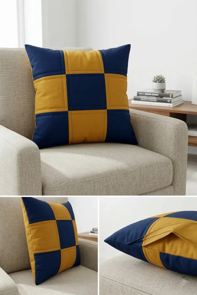 Bold Color Block Nine Patch Cushion Covers for Living Room Accents