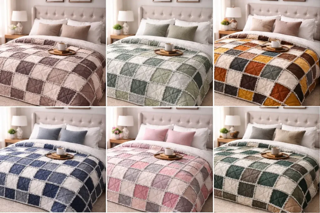 Cozy Rag Quilt Style Nine Patch Bed Covers for Ultimate Winter Warmth