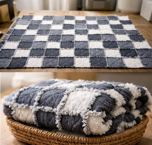 Cozy Rag Quilt Style Nine Patch Bed Covers for Ultimate Winter Warmth