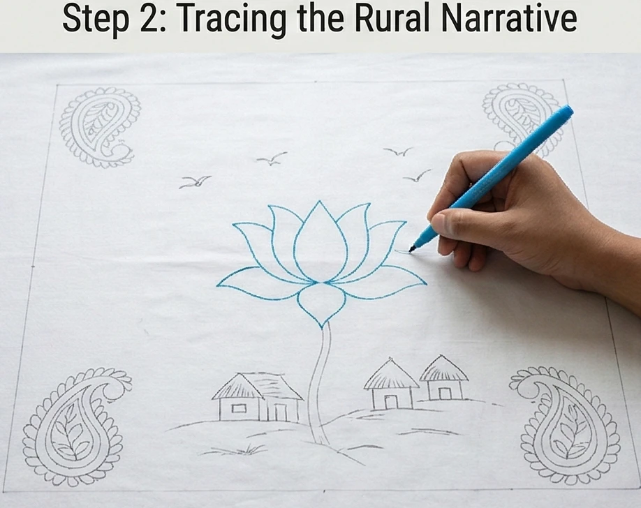 Cozy Running Stitch Nakshi Kantha Quilts Depicting Charming Rural Life Scenes