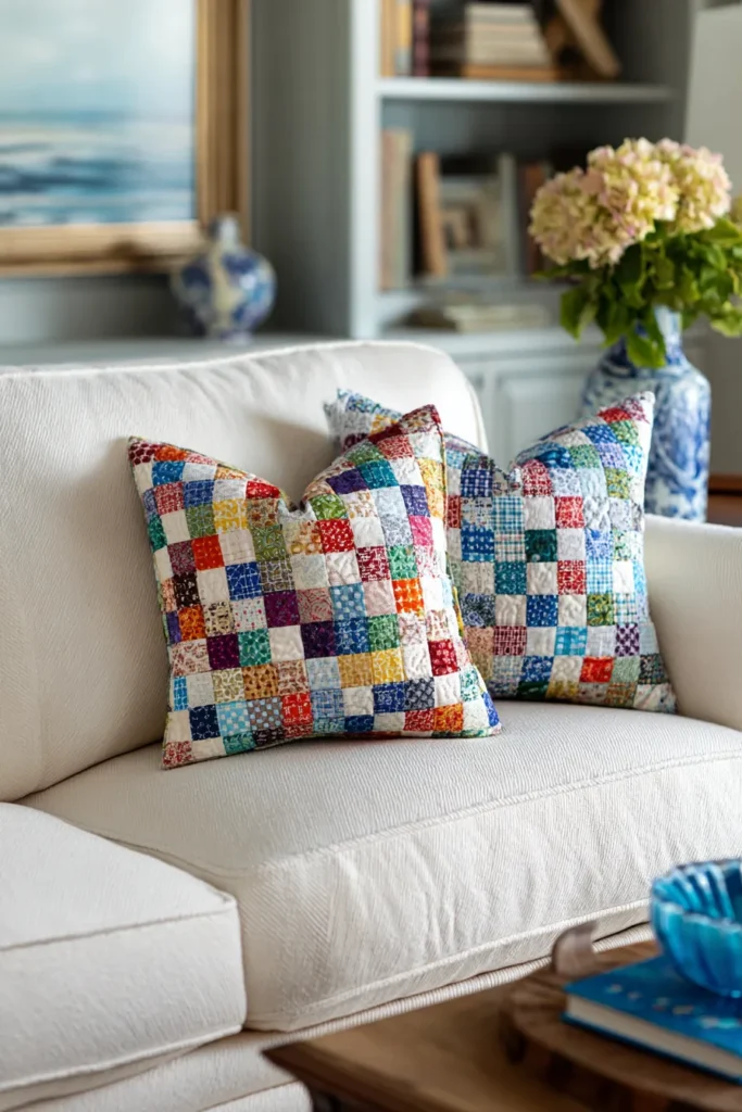 Decorative Nine Patch Cushion Covers to Brighten Up Your Loveseat