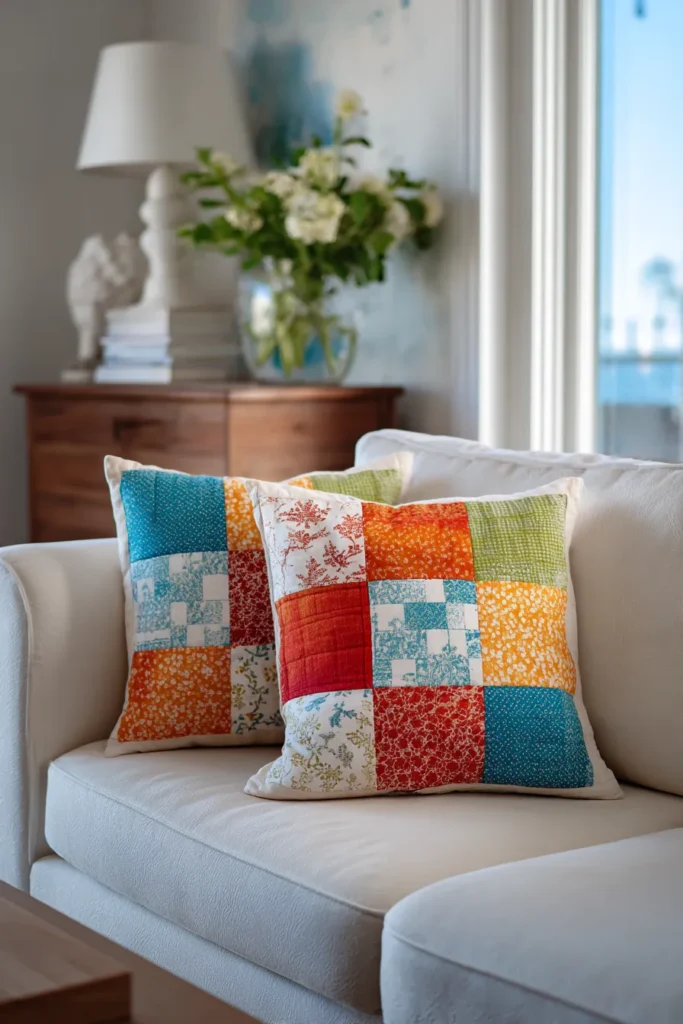Decorative Nine Patch Cushion Covers to Brighten Up Your Loveseat
