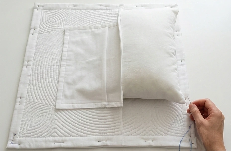 Decorative Running Stitch Nakshi Kantha Euro Shams for a Polished Bed Look