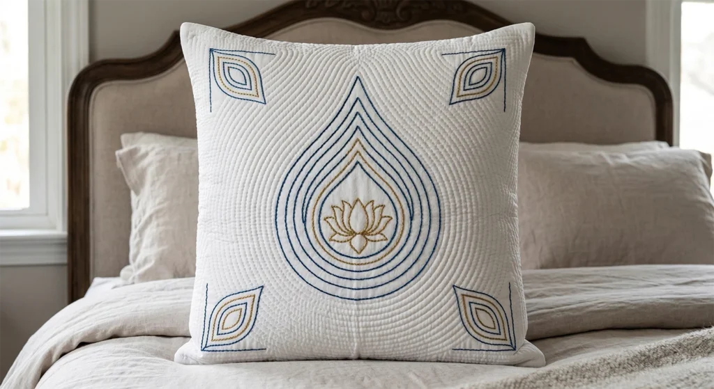 Decorative Running Stitch Nakshi Kantha Euro Shams for a Polished Bed Look