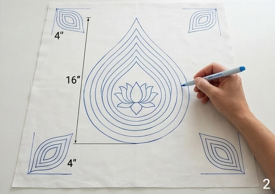 Decorative Running Stitch Nakshi Kantha Euro Shams for a Polished Bed Look