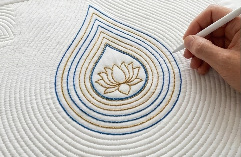 Decorative Running Stitch Nakshi Kantha Euro Shams for a Polished Bed Look