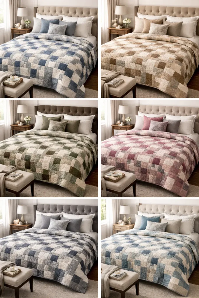 Disappearing Nine Patch Quilt Patterns for Elegant Master Bedrooms