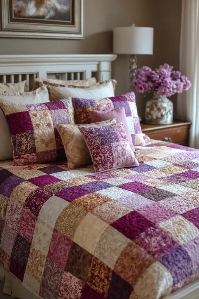 Disappearing Nine Patch Quilt Patterns for Elegant Master Bedrooms