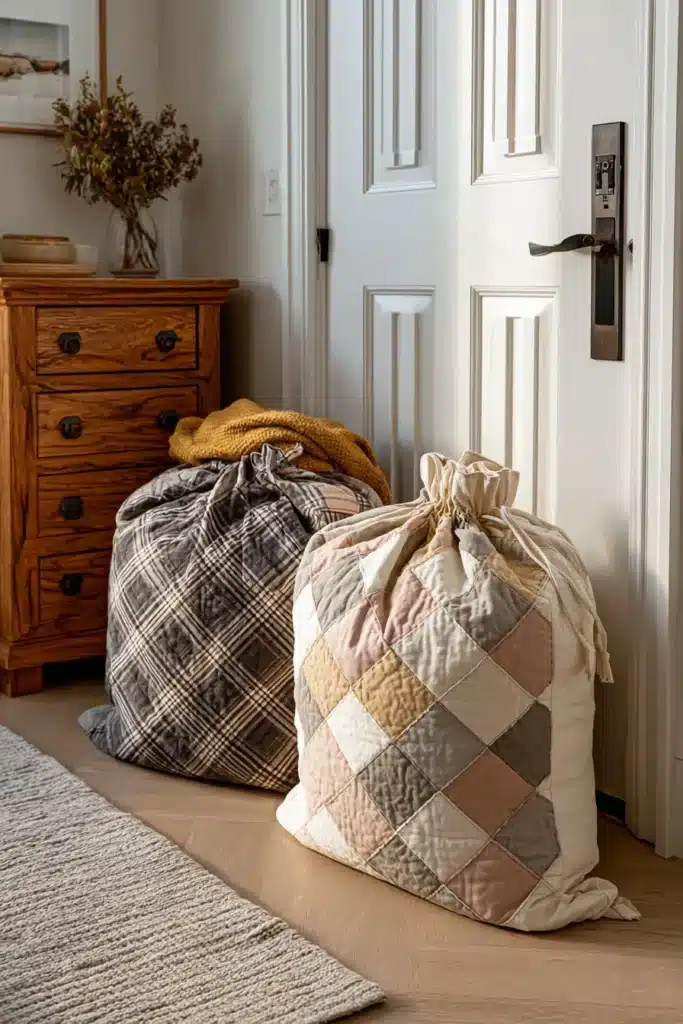 Durable Canvas Contemporary Quilted Laundry Bags for a Stylish Closet