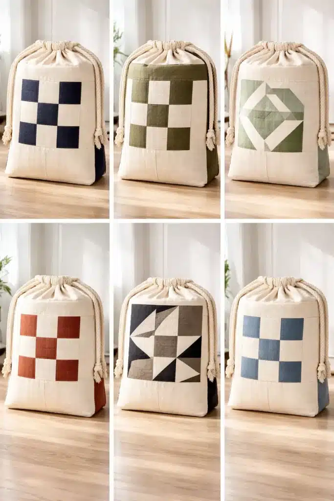Durable Canvas Contemporary Quilted Laundry Bags for a Stylish Closet