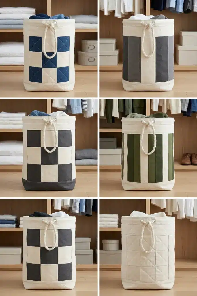 Durable Canvas Contemporary Quilted Laundry Bags for a Stylish Closet