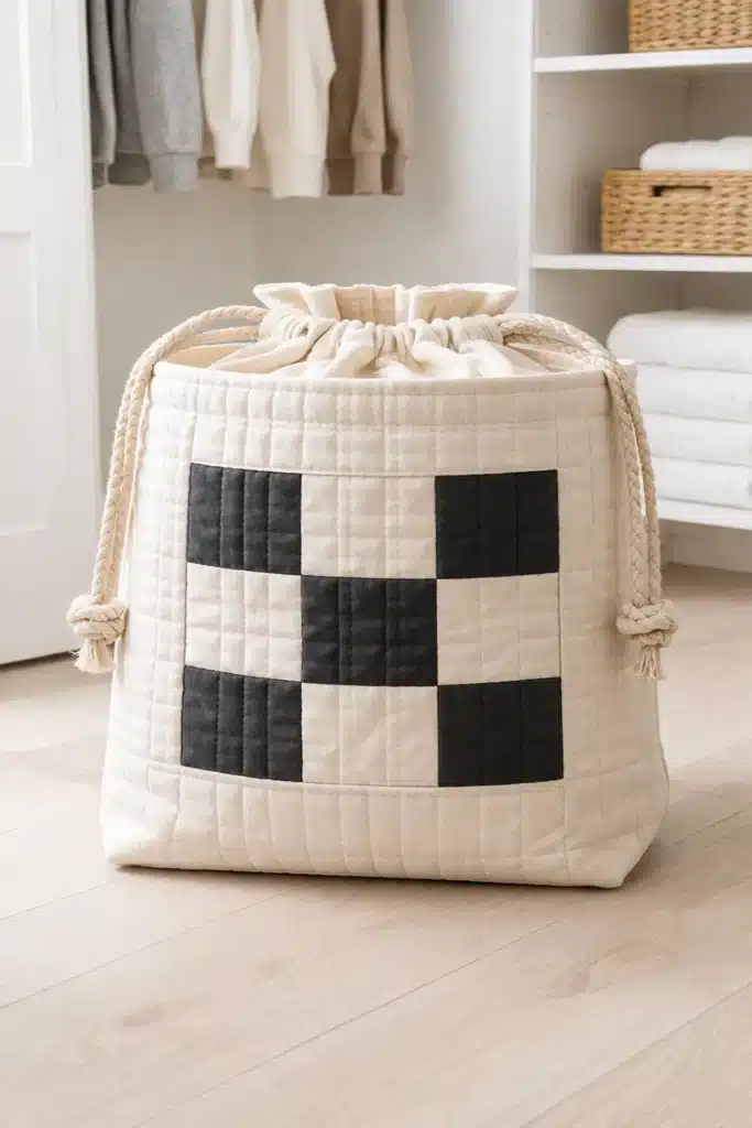 Durable Canvas Contemporary Quilted Laundry Bags for a Stylish Closet