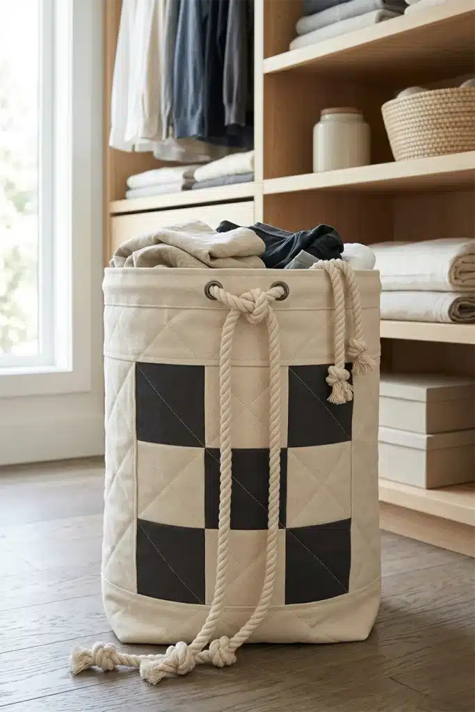 Durable Canvas Contemporary Quilted Laundry Bags for a Stylish Closet