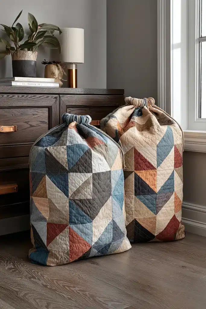 Durable Canvas Contemporary Quilted Laundry Bags for a Stylish Closet