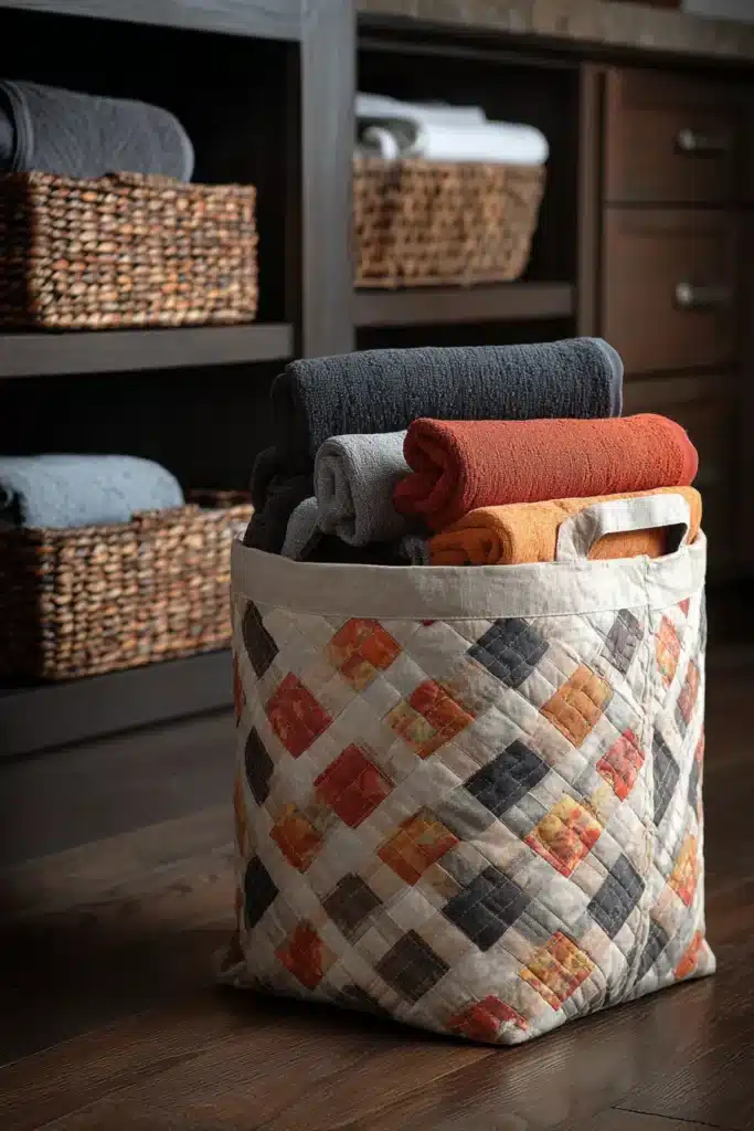 Durable Canvas Contemporary Quilted Laundry Bags for a Stylish Closet